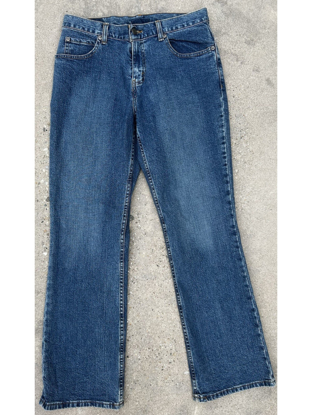 Eddie Bauer Womens 10 Blue Denim Jeans Natural Fit Boot Flair Measure 28W x 29L